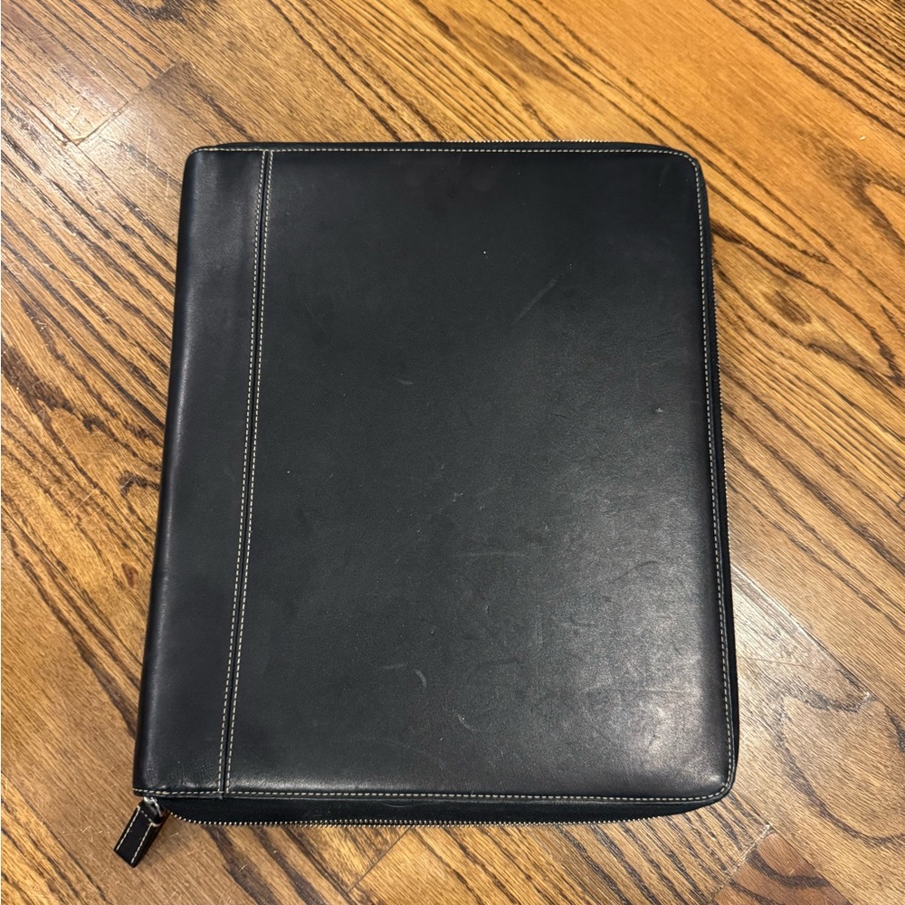 Coach Black Leather Zipper Portfolio